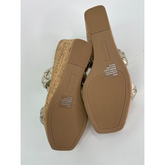 BCBGeneration Ulana Wedge Sandal Gold Chunky Braid Cork 8M NWOB - Picture 6 of 7